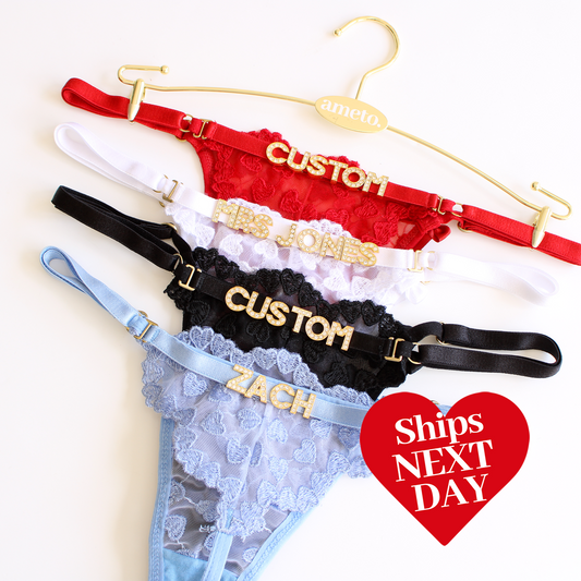 Custom Thong - Hearts G-string Personalized Thong, Perfect Valentine's Day Gift by Ameto